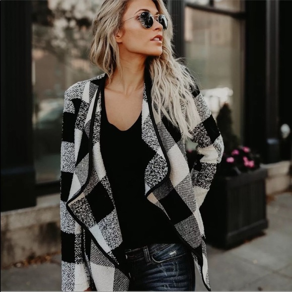 REDUCED! Plaid Cascade Open Waterfall Cardigan - Picture 3 of 8